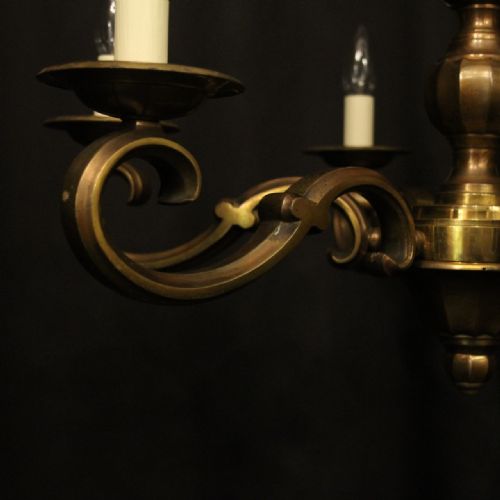 ENGLISH BRONZE 6 LIGHT ANTIQUE CHANDELIER - ADDITIONAL PHOTO 5