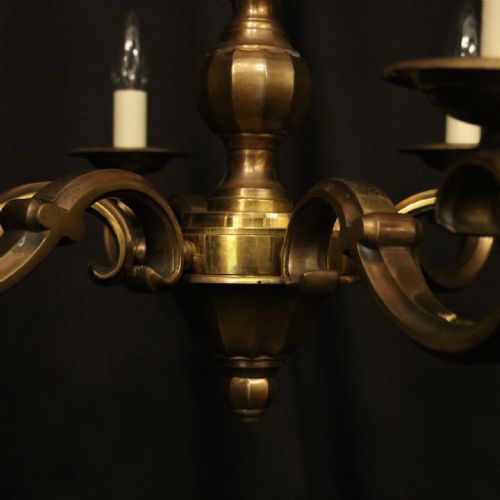 ENGLISH BRONZE 6 LIGHT ANTIQUE CHANDELIER - ADDITIONAL PHOTO 6