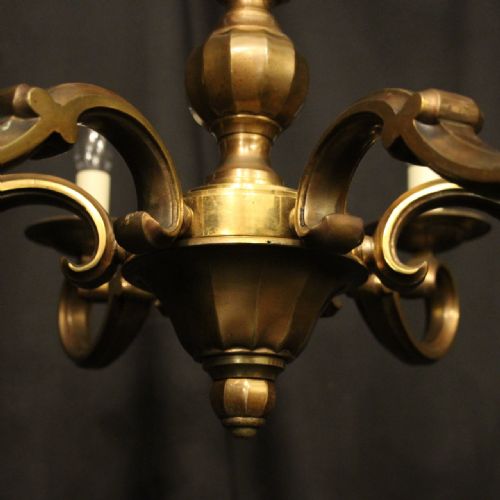 ENGLISH BRONZE 6 LIGHT ANTIQUE CHANDELIER - ADDITIONAL PHOTO 7