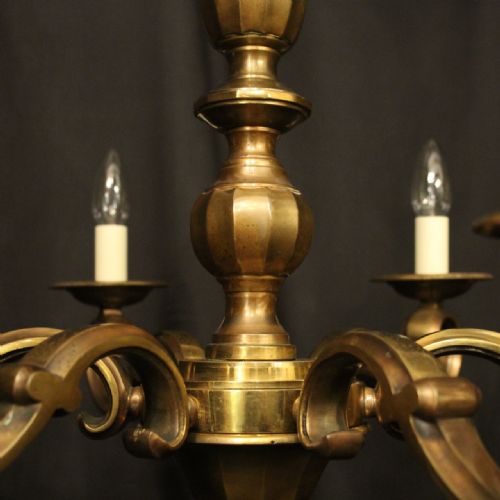 ENGLISH BRONZE 6 LIGHT ANTIQUE CHANDELIER - ADDITIONAL PHOTO 8