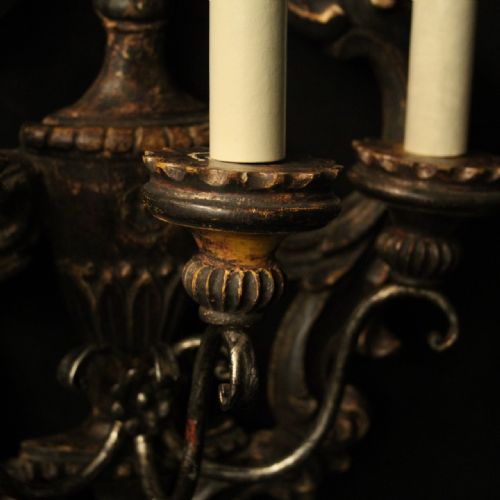 ITALIAN PAIR OF SILVER GILTWOOD ANTIQUE WALL LIGHTS - ADDITIONAL PHOTO 6