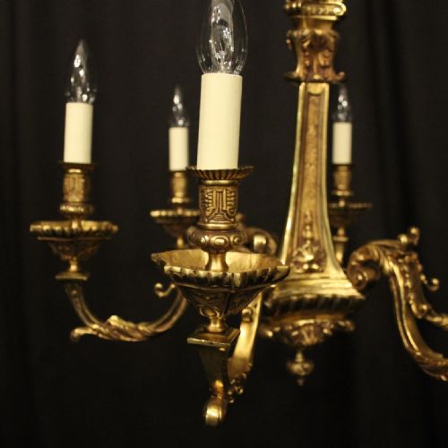 FRENCH GILDED BRONZE 6 LIGHT ANTIQUE CHANDELIER - ADDITIONAL PHOTO 1