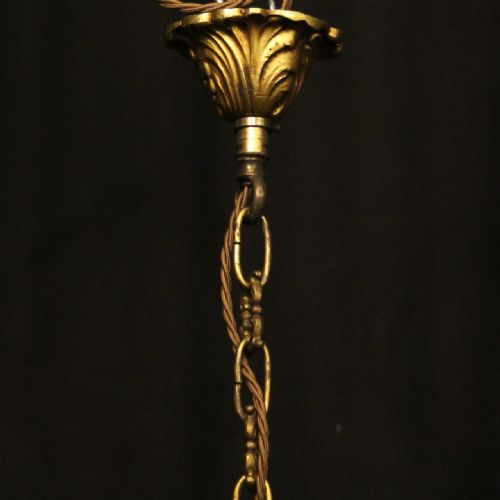 FRENCH PAIR OF GILDED BRONZE 6 LIGHT ANTIQUE CHANDELIERS - ADDITIONAL PHOTO 9