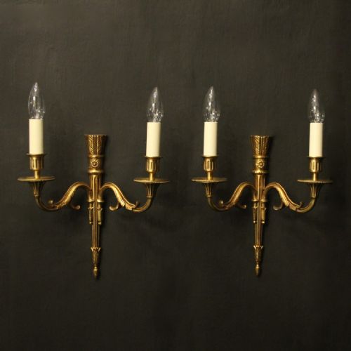 french pair of gilded empire antique wall lights - CATEGORY: ANTIQUE LIGHTING - DATED 1920