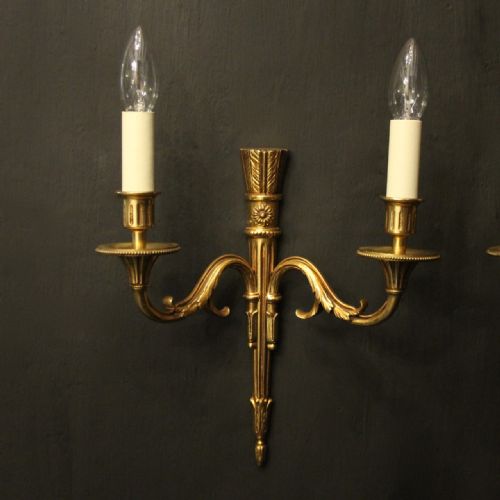 FRENCH PAIR OF GILDED EMPIRE ANTIQUE WALL LIGHTS - ADDITIONAL PHOTO 1