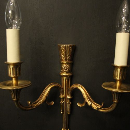 FRENCH PAIR OF GILDED EMPIRE ANTIQUE WALL LIGHTS - ADDITIONAL PHOTO 2