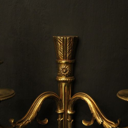 FRENCH PAIR OF GILDED EMPIRE ANTIQUE WALL LIGHTS - ADDITIONAL PHOTO 4