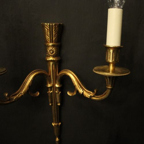 FRENCH PAIR OF GILDED EMPIRE ANTIQUE WALL LIGHTS - ADDITIONAL PHOTO 5