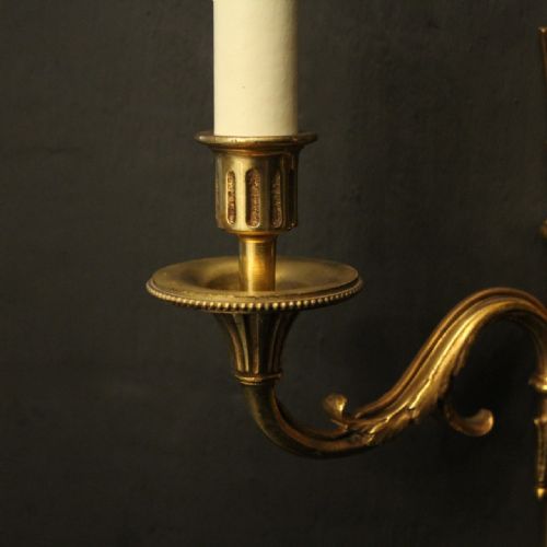 FRENCH PAIR OF GILDED EMPIRE ANTIQUE WALL LIGHTS - ADDITIONAL PHOTO 6