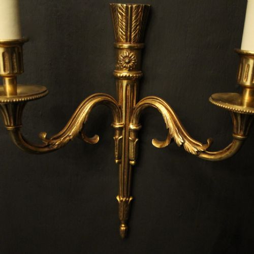 FRENCH PAIR OF GILDED EMPIRE ANTIQUE WALL LIGHTS - ADDITIONAL PHOTO 7