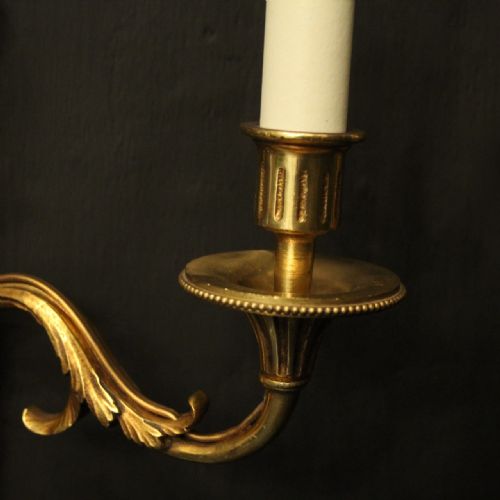 FRENCH PAIR OF GILDED EMPIRE ANTIQUE WALL LIGHTS - ADDITIONAL PHOTO 8