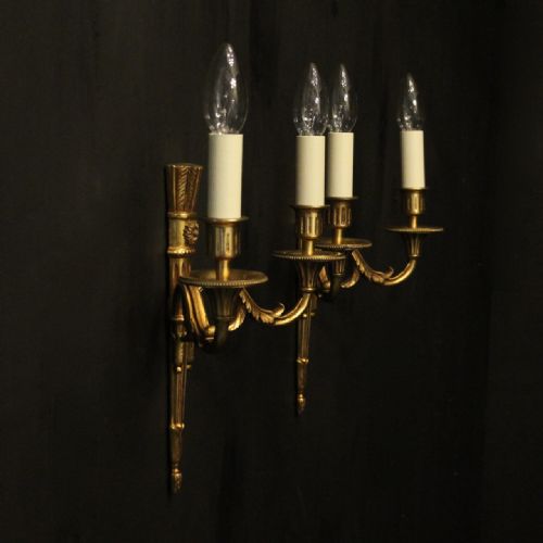 FRENCH PAIR OF GILDED EMPIRE ANTIQUE WALL LIGHTS - ADDITIONAL PHOTO 9