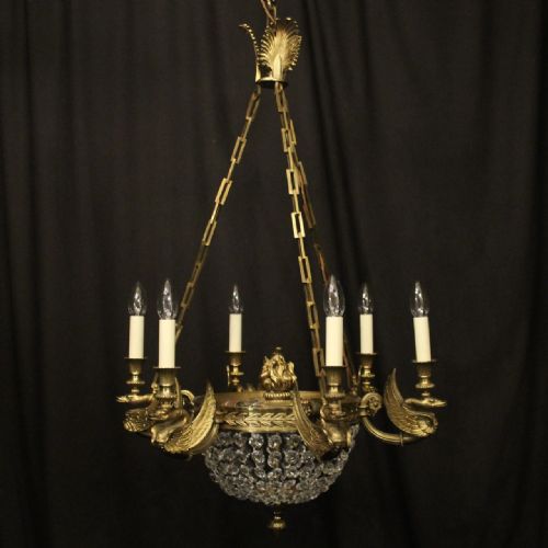 french gilded bronze 9 light antique chandelier - CATEGORY: ANTIQUE LIGHTING - DATED 19TH CENTURY