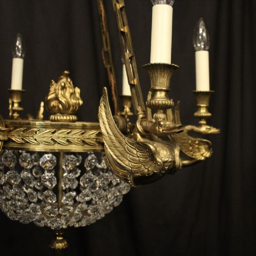 FRENCH GILDED BRONZE 9 LIGHT ANTIQUE CHANDELIER - ADDITIONAL PHOTO 1