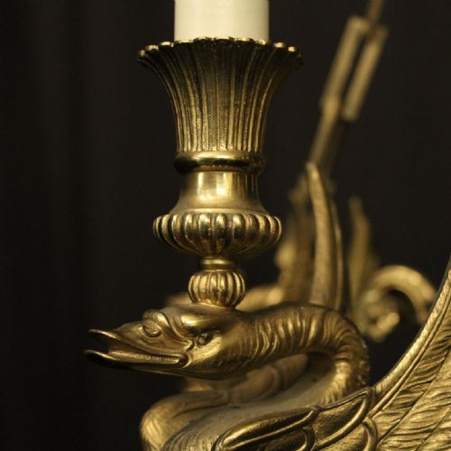 FRENCH GILDED BRONZE 9 LIGHT ANTIQUE CHANDELIER - ADDITIONAL PHOTO 3