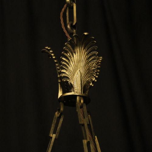 FRENCH GILDED BRONZE 9 LIGHT ANTIQUE CHANDELIER - ADDITIONAL PHOTO 8
