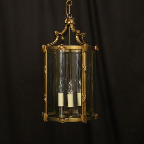 french gilded bronze four light antique hall lantern - CATEGORY: ANTIQUE LIGHTING - DATED 1910
