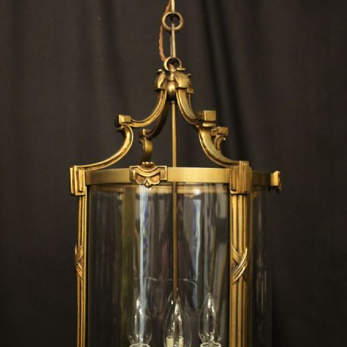 FRENCH GILDED BRONZE FOUR LIGHT ANTIQUE HALL LANTERN - ADDITIONAL PHOTO 1