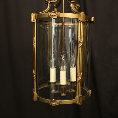 FRENCH GILDED BRONZE FOUR LIGHT ANTIQUE HALL LANTERN - ADDITIONAL PHOTO 2