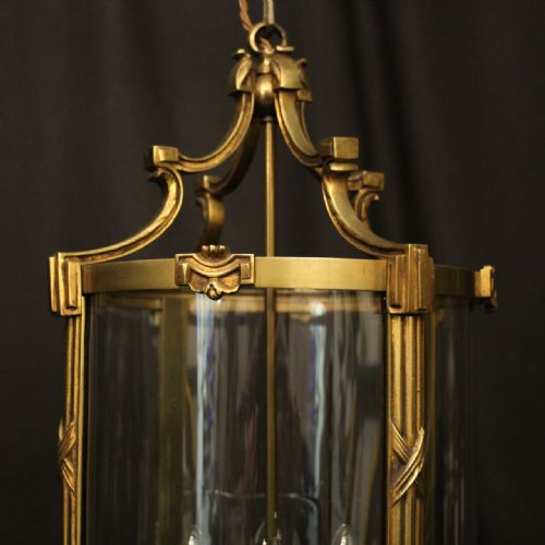 FRENCH GILDED BRONZE FOUR LIGHT ANTIQUE HALL LANTERN - ADDITIONAL PHOTO 3