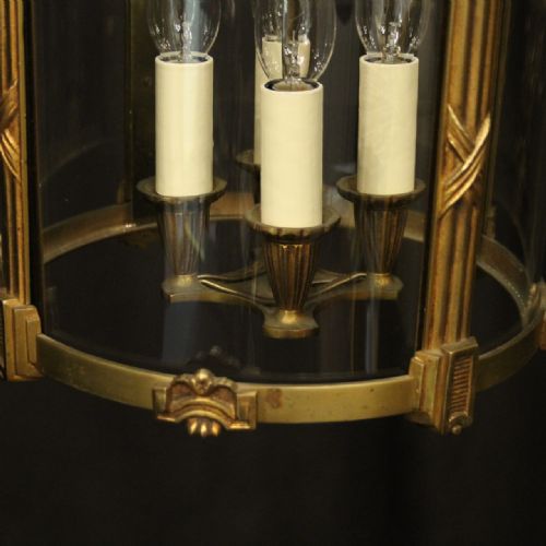 FRENCH GILDED BRONZE FOUR LIGHT ANTIQUE HALL LANTERN - ADDITIONAL PHOTO 6