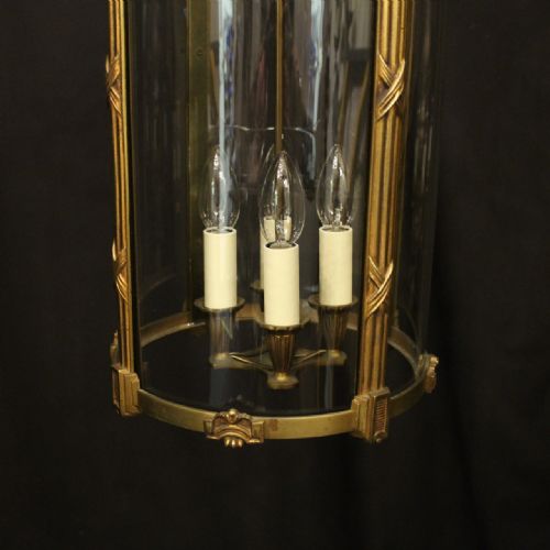 FRENCH GILDED BRONZE FOUR LIGHT ANTIQUE HALL LANTERN - ADDITIONAL PHOTO 7