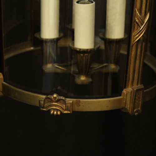 FRENCH GILDED BRONZE FOUR LIGHT ANTIQUE HALL LANTERN - ADDITIONAL PHOTO 8
