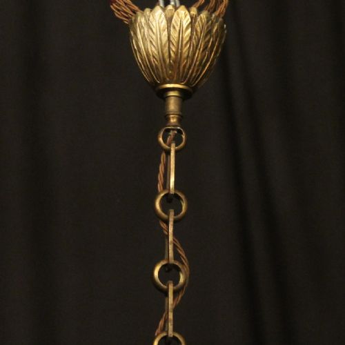 FRENCH GILDED BRONZE FOUR LIGHT ANTIQUE HALL LANTERN - ADDITIONAL PHOTO 9