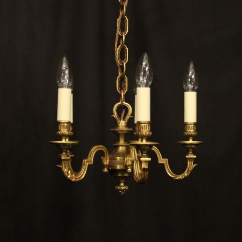 french gilded bronze 5 light antique chandelier - CATEGORY: ANTIQUE LIGHTING - DATED 1920