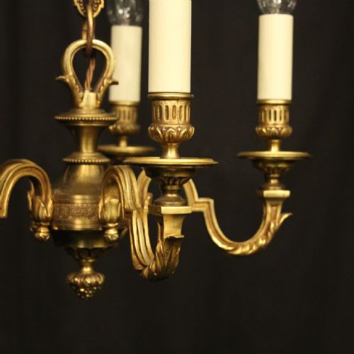 FRENCH GILDED BRONZE 5 LIGHT ANTIQUE CHANDELIER - ADDITIONAL PHOTO 1