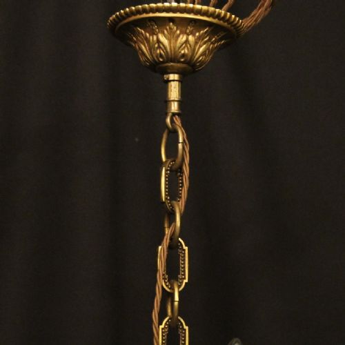 FRENCH GILDED BRONZE 5 LIGHT ANTIQUE CHANDELIER - ADDITIONAL PHOTO 9