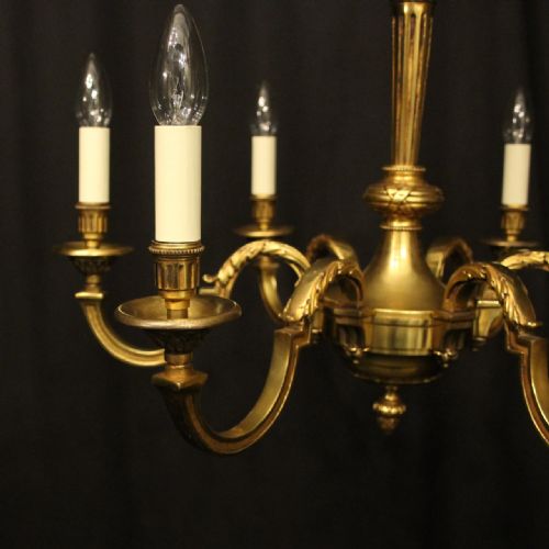 FRENCH GILDED BRONZE EMPIRE 6 LIGHT ANTIQUE CHANDELIER - ADDITIONAL PHOTO 3