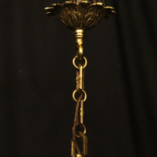 FRENCH GILDED BRONZE EMPIRE 6 LIGHT ANTIQUE CHANDELIER - ADDITIONAL PHOTO 9