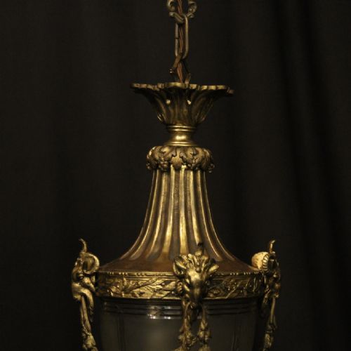 FRENCH 19TH CENTURY GILDED BRONZE RAM HEADED ANTIQUE LANTERN - ADDITIONAL PHOTO 2