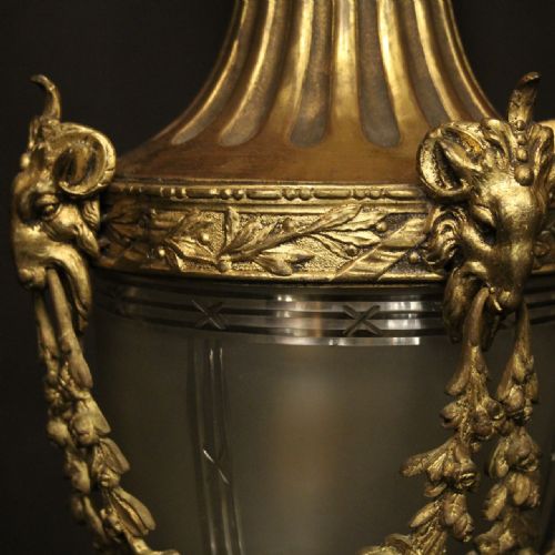 FRENCH 19TH CENTURY GILDED BRONZE RAM HEADED ANTIQUE LANTERN - ADDITIONAL PHOTO 5