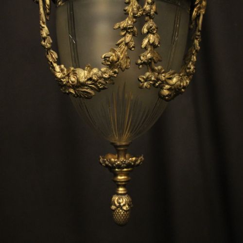 FRENCH 19TH CENTURY GILDED BRONZE RAM HEADED ANTIQUE LANTERN - ADDITIONAL PHOTO 6