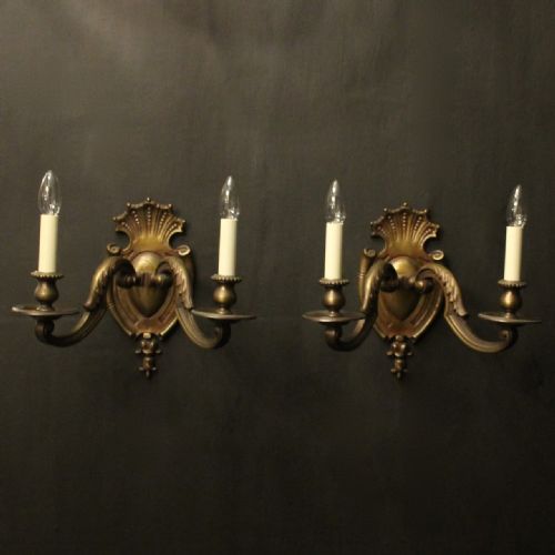 english large pair of bronze antique wall lights - CATEGORY: ANTIQUE LIGHTING - DATED 19TH CENTURY