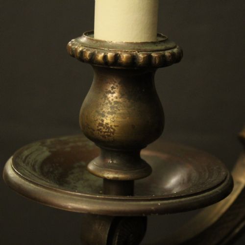 ENGLISH LARGE PAIR OF BRONZE ANTIQUE WALL LIGHTS - ADDITIONAL PHOTO 6