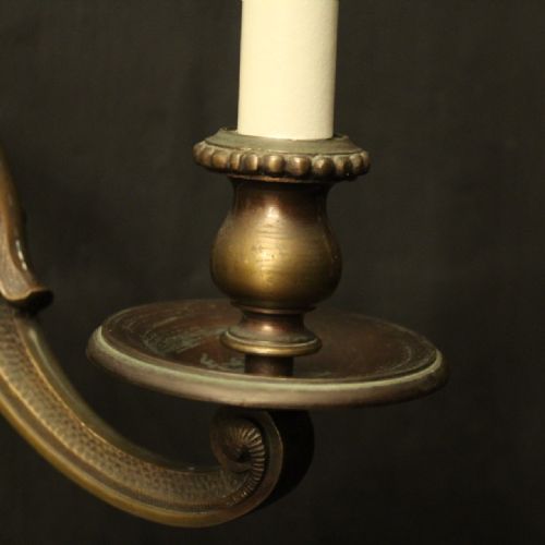 ENGLISH LARGE PAIR OF BRONZE ANTIQUE WALL LIGHTS - ADDITIONAL PHOTO 8