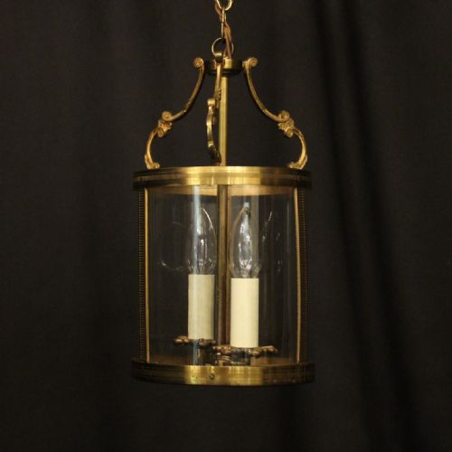 french small gilded twin light antique hall lantern - CATEGORY: ANTIQUE LIGHTING - DATED 1920
