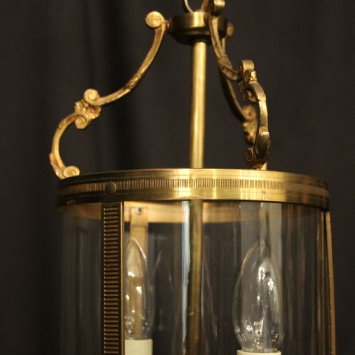 FRENCH SMALL GILDED TWIN LIGHT ANTIQUE HALL LANTERN - ADDITIONAL PHOTO 3