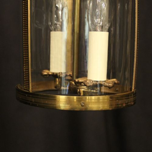 FRENCH SMALL GILDED TWIN LIGHT ANTIQUE HALL LANTERN - ADDITIONAL PHOTO 5