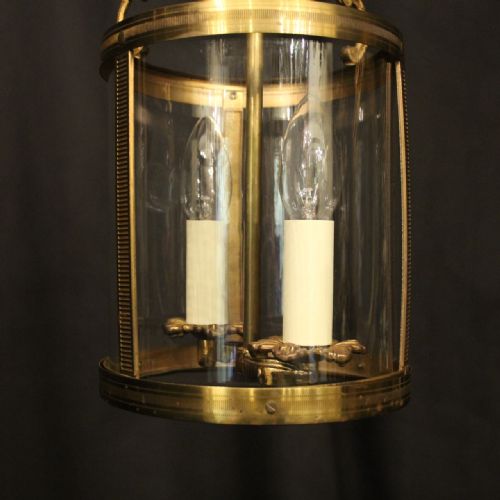 FRENCH SMALL GILDED TWIN LIGHT ANTIQUE HALL LANTERN - ADDITIONAL PHOTO 6