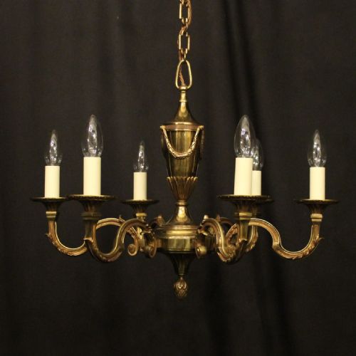 french gilded 6 light antique chandelier - CATEGORY: ANTIQUE LIGHTING - DATED 1930