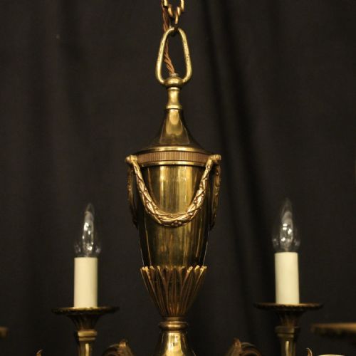 FRENCH GILDED 6 LIGHT ANTIQUE CHANDELIER - ADDITIONAL PHOTO 2