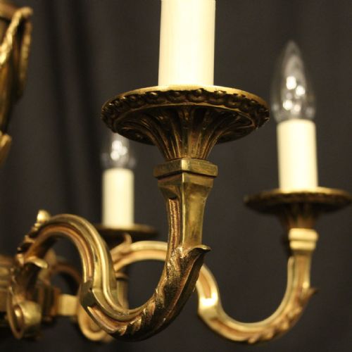 FRENCH GILDED 6 LIGHT ANTIQUE CHANDELIER - ADDITIONAL PHOTO 6