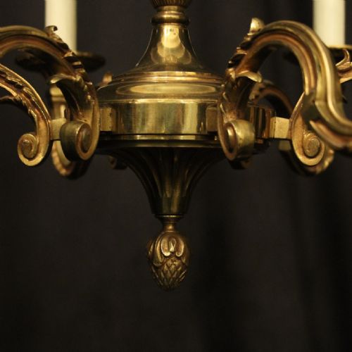 FRENCH GILDED 6 LIGHT ANTIQUE CHANDELIER - ADDITIONAL PHOTO 7