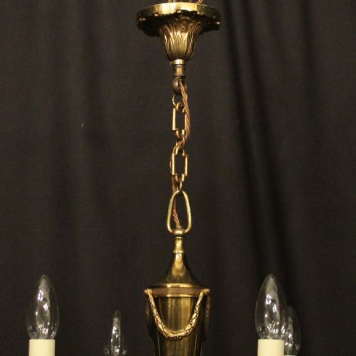 FRENCH GILDED 6 LIGHT ANTIQUE CHANDELIER - ADDITIONAL PHOTO 8