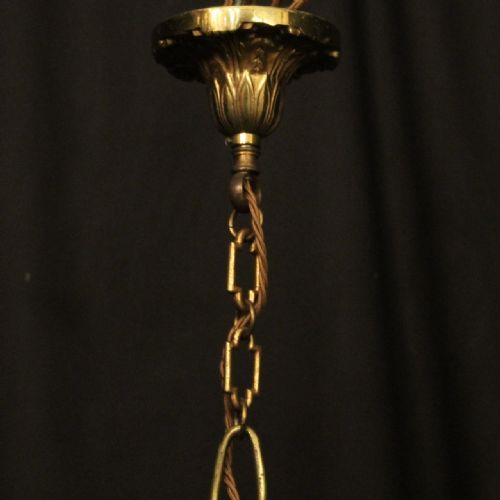 FRENCH GILDED 6 LIGHT ANTIQUE CHANDELIER - ADDITIONAL PHOTO 9