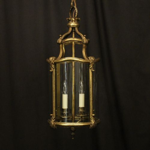 french 19th century gilded bronze convex antique hall lantern - CATEGORY: ANTIQUE LIGHTING - DATED 19TH CENTURY